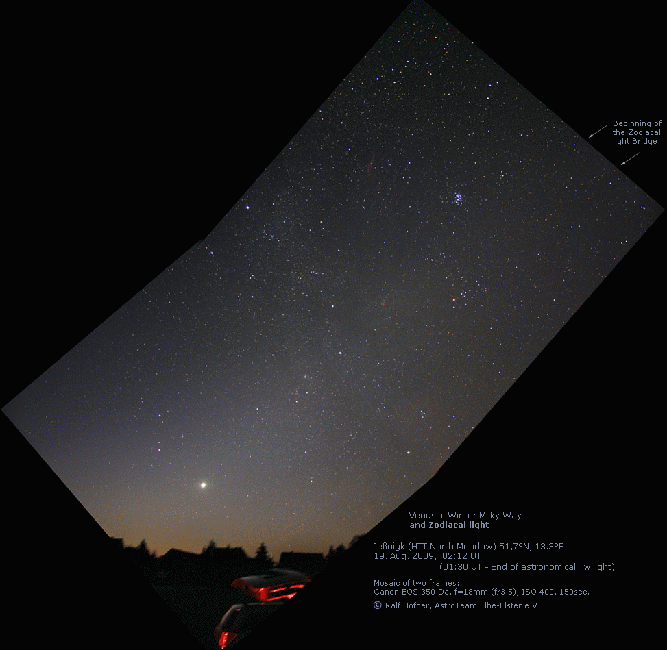 Zodiakallicht am 19. August 2009 - mit einem Klick ins Bild gelangt man zum nächstent.