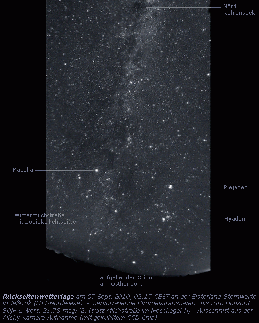 Allsky-Bild der Sternwartenkamera vom 7. Sept. 2010